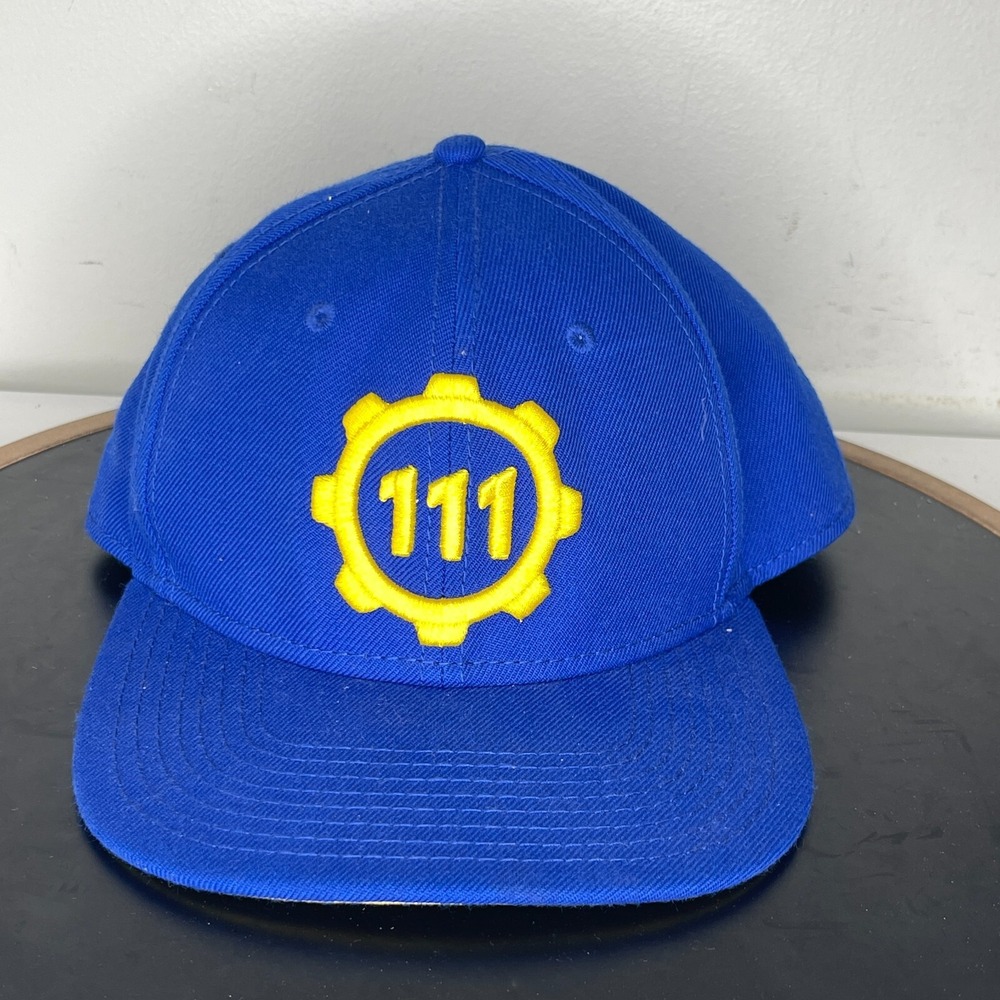 Fallout‎ 4 Vault 111 Logo Snapback Hat Blue Video Game Bethesda Twill Wool Blend